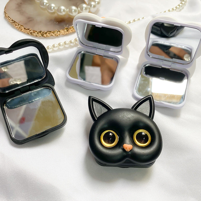 Tragbarer 3D-Katzen-Handyhalter mit Schminkspiegel