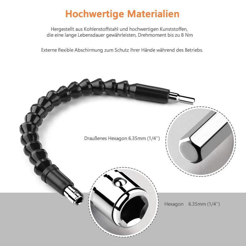 Flexible Bithalter Bohrwerkzeug Weiche Welle Schraube Verbindung 300 MM (Schwarz)